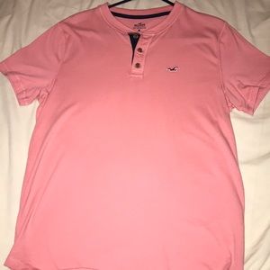 Salmon/tsunset pink button up Hollister shirt